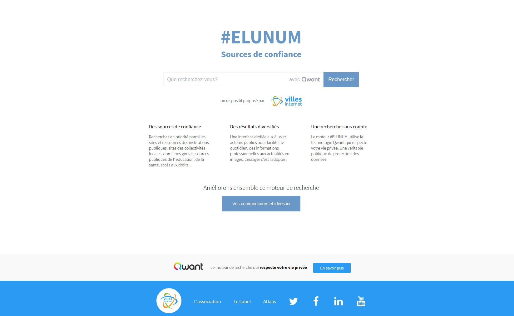 Page d'accueil - moteur de recherche #ELUNUM
