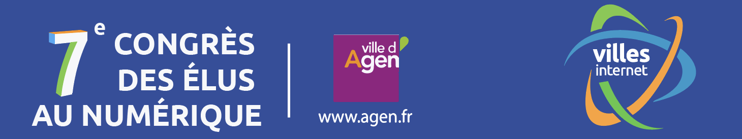 bandeau logo villes internet, logo ville d'agen, logo 7e conrès des élus au numériques