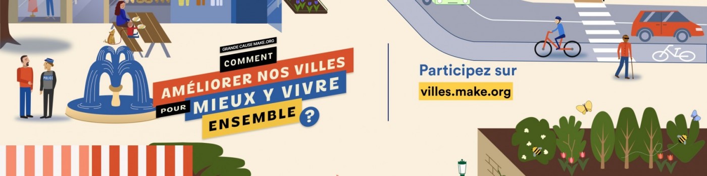 bannière "comment améliorer nos villes pour mieux y vivre ensemble" illustration